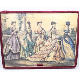 HANES Hosiery Box Ladies Burgundy Fabric Victorian Fashion Keepsake Lined READ